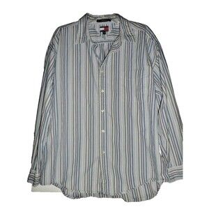 Tommy Hilfiger Button Down Shirt Striped Blue XXL Cotton Men's Long Sleeve